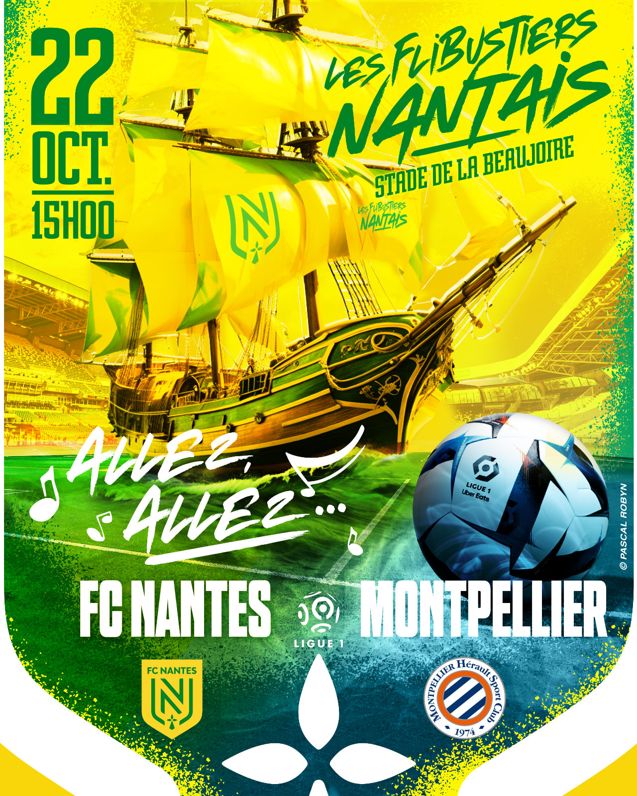 Autocollant FC Nantes FCNA - Stickers Football Club Français Multicolore, Fan FCN